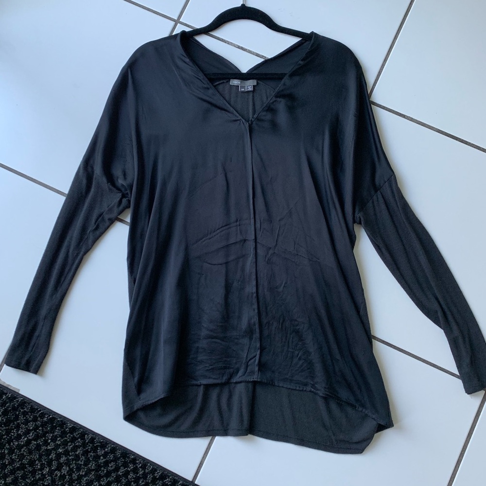 VINCE Silk V-Neck Tunic Top